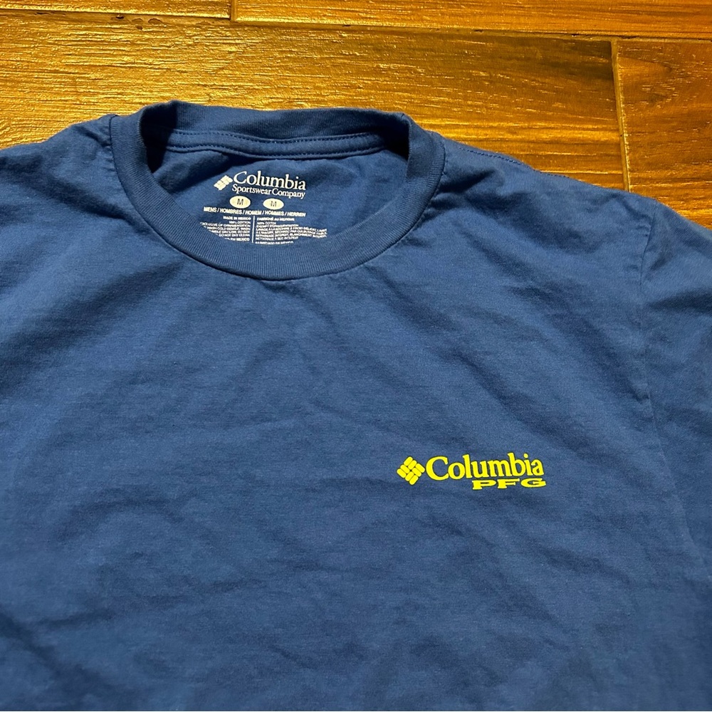 Columbia PFG Men’s Short Sleeve Fishing Shirt Medium Blue 100% Cotton - Picture 3 of 6